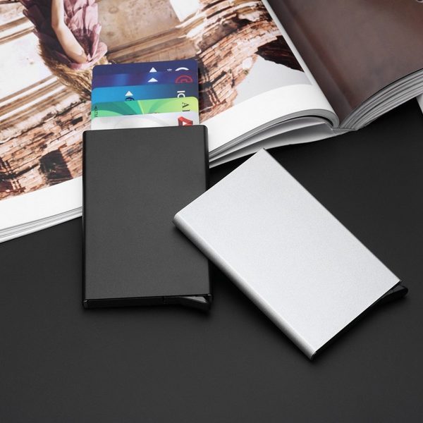 Anti-Theft Pop-Up Card Holder – Slim Metal Wallet (Unisex)