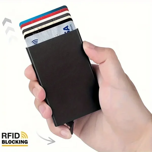 Anti-Theft Pop-Up Card Holder – Slim Metal Wallet (Unisex)