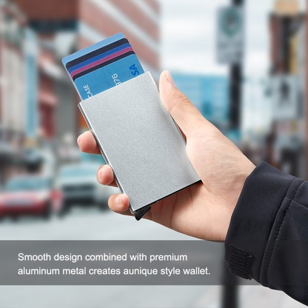 Anti-Theft Pop-Up Card Holder – Slim Metal Wallet (Unisex)
