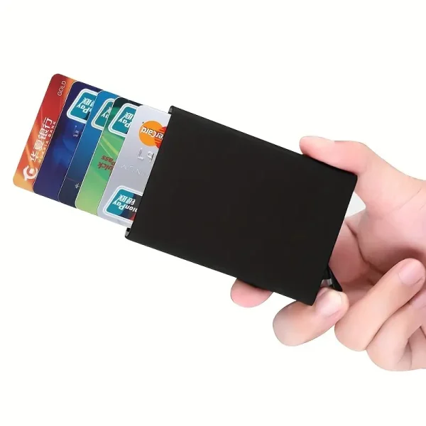 Anti-Theft Pop-Up Card Holder – Slim Metal Wallet (Unisex)